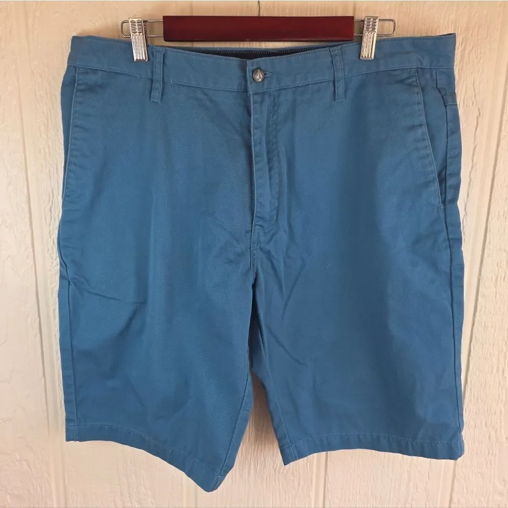 Volcom Men's Blue Flat Front Shorts, Size 36